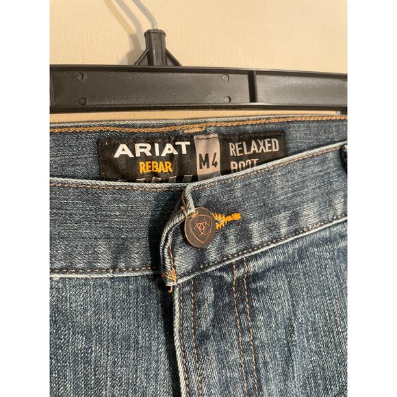 Ariat Rebar M4 Relaxed Boot Cut Jeans Men's Big & Tall Size 42x30 Blue Cotton - Picture 5 of 11